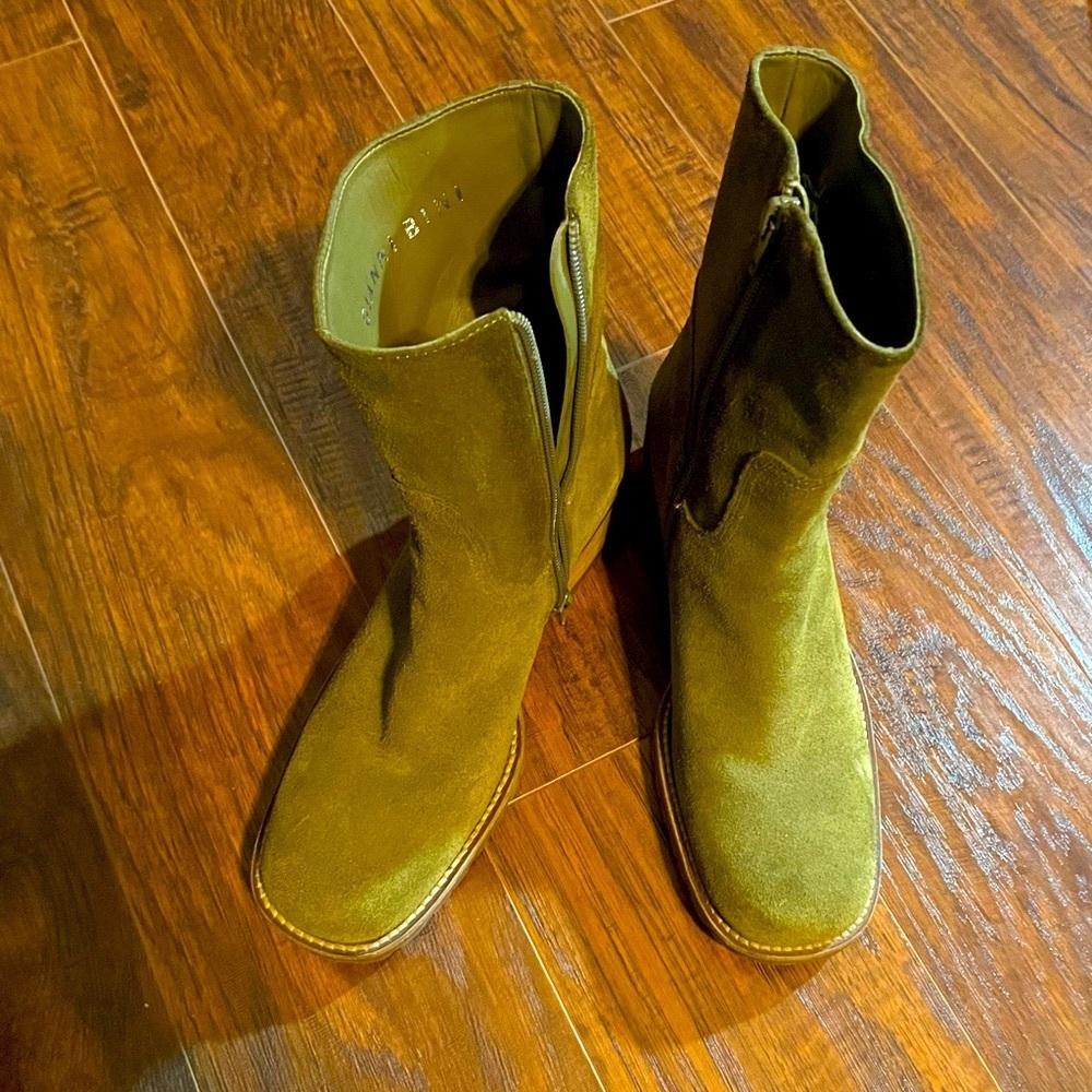 Army green suede boots